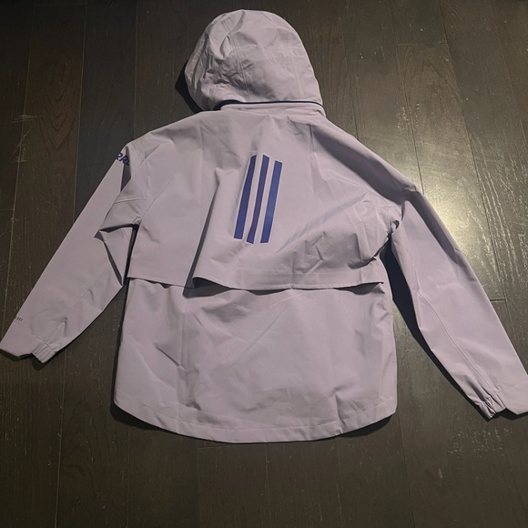 Adidas Myshelter Jacket Large Purple Packable Hood Full Zip Rain - Picture 2 of 10